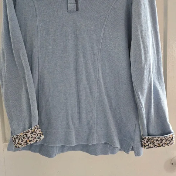 Orvis Womens Signature Floral Trim Quarter Zip Sweatshirt Blue, Size Med, Ribbed - Picture 6 of 13